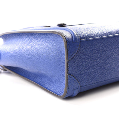 Celine Drummed Calfskin Nano Luggage Indigo 5 of 8