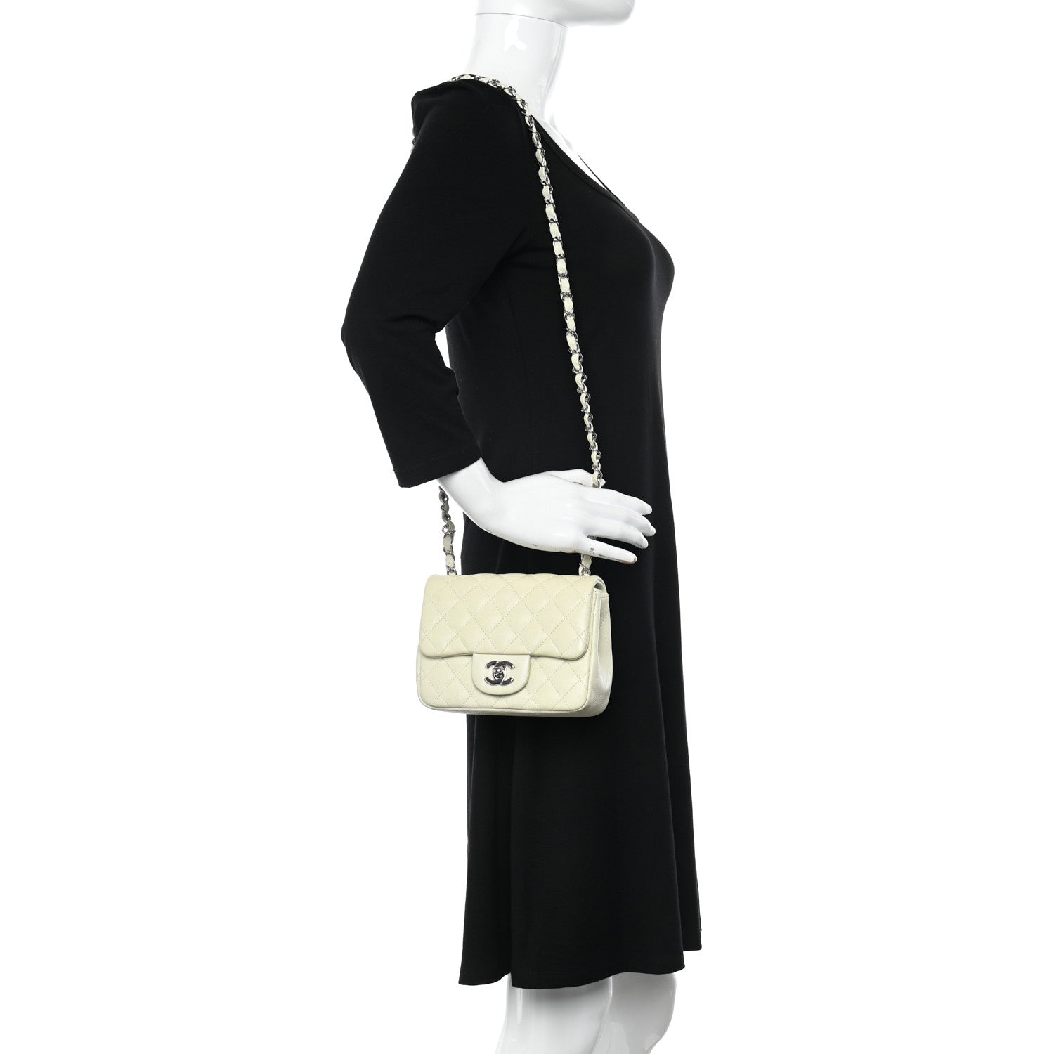 Chanel Caviar Quilted Mini Square Flap Dark White 2 of 12