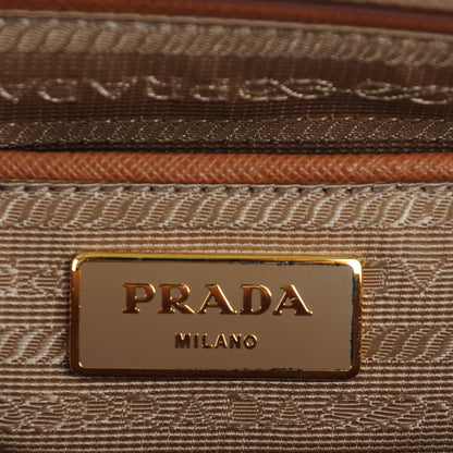Prada Saffiano Lux Bi-Color Parabole Tote Caramel Mimosa 6 of 8