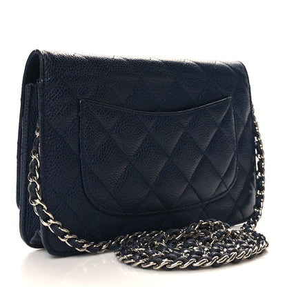 Chanel Caviar Quilted Wallet on Chain WOC Navy Blue 3 of 14
