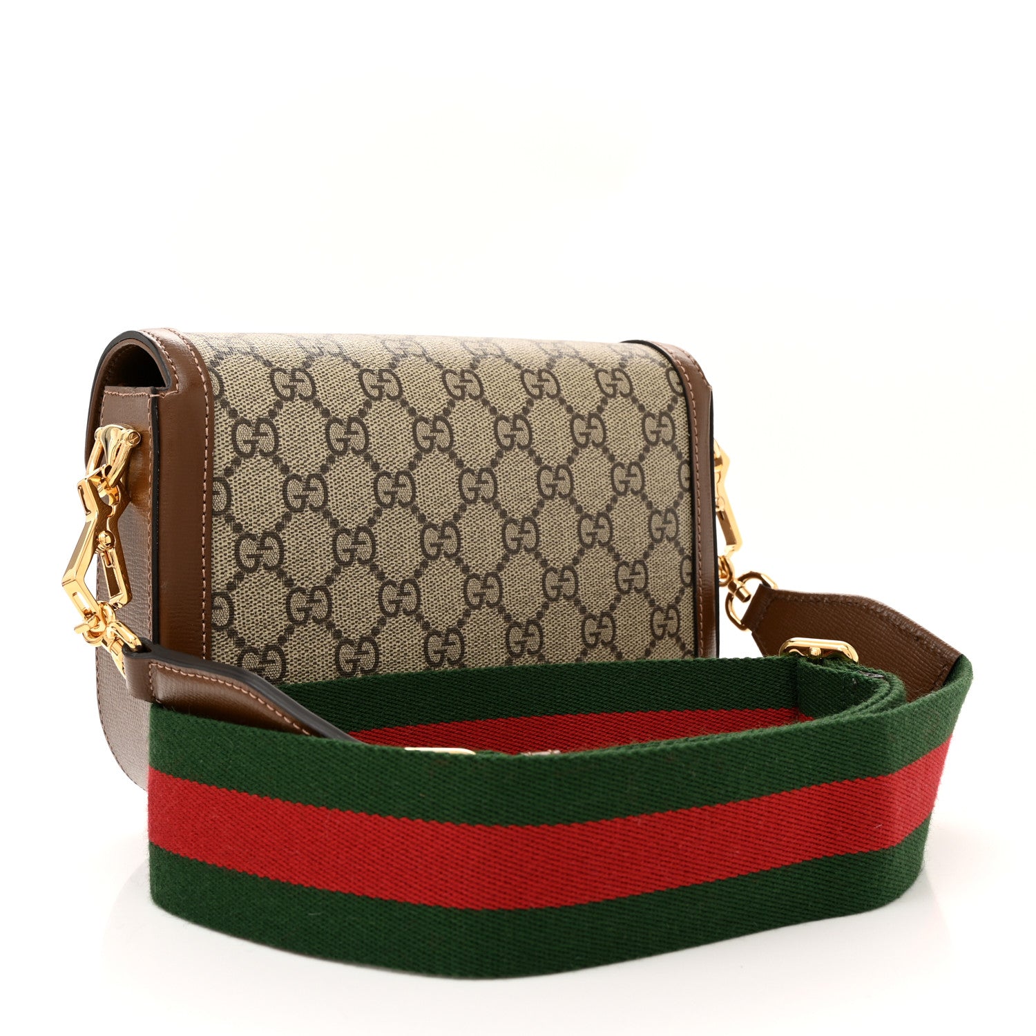 Gucci GG Supreme Monogram Web Mini Horsebit 1955 Shoulder Bag Beige Brown Sugar 3 of 10