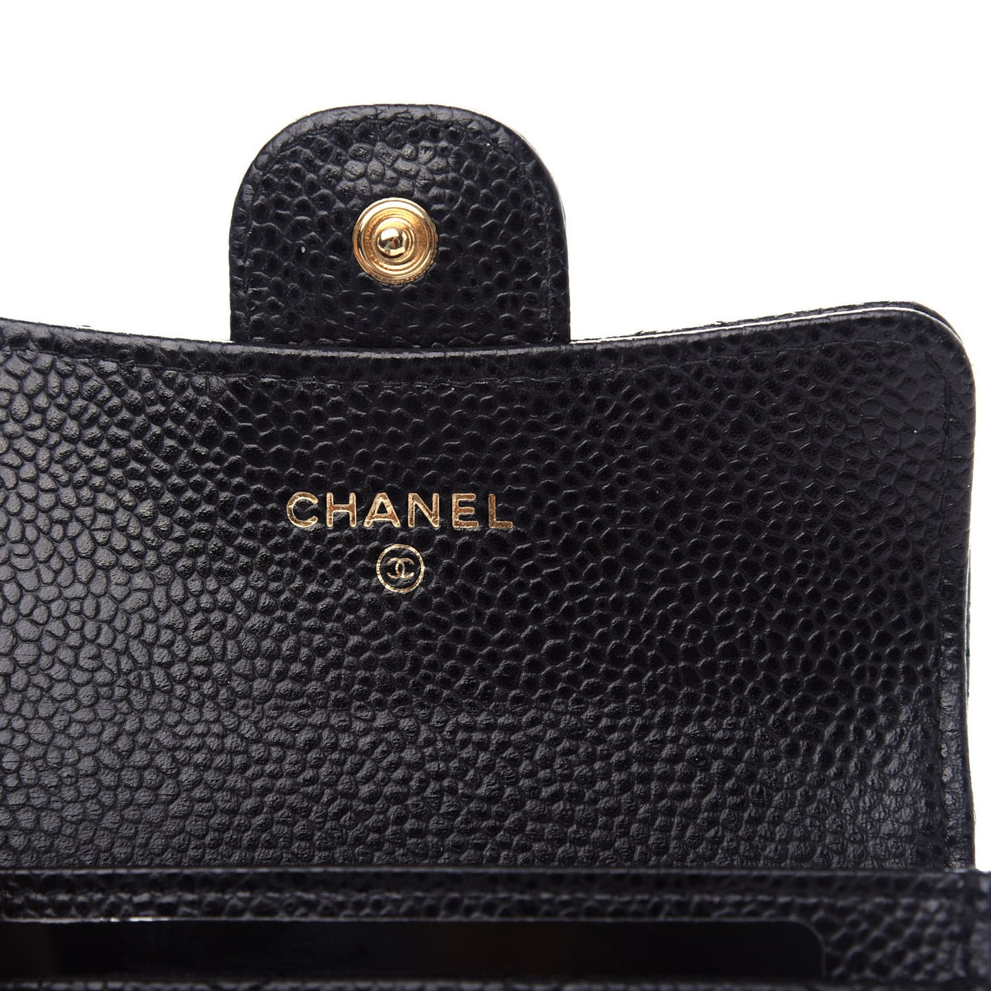 Caviar Quilted Flap Card Holder Black