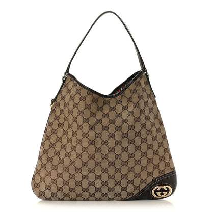 Gucci Monogram Medium New Britt Hobo Dark Brown 1 of 9