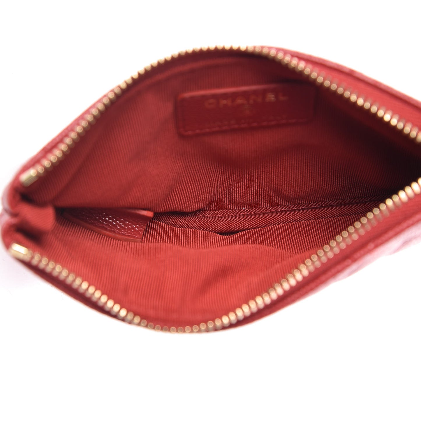 Caviar Quilted Small Cosmetic Case Red