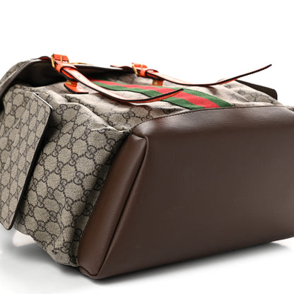 Gucci GG Supreme Monogram Medium Ophidia Double Buckle Backpack Beige Ebony Neon Orange 8 of 9