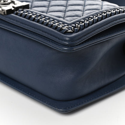 Chanel Calfskin Quilted Medium Top Handle Boy Flap Blue 10 of 11