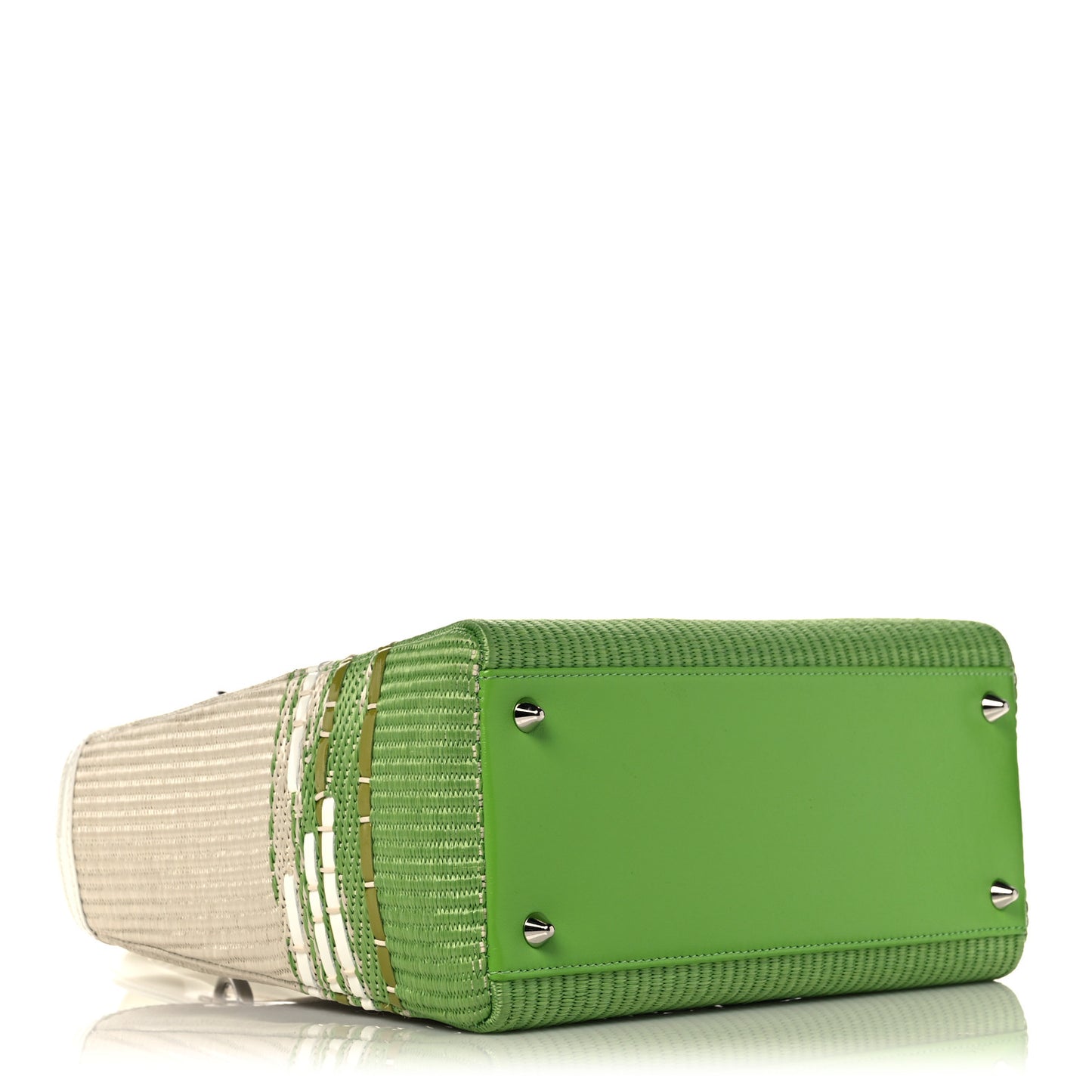 Raffia Medium Lady Dior White Green