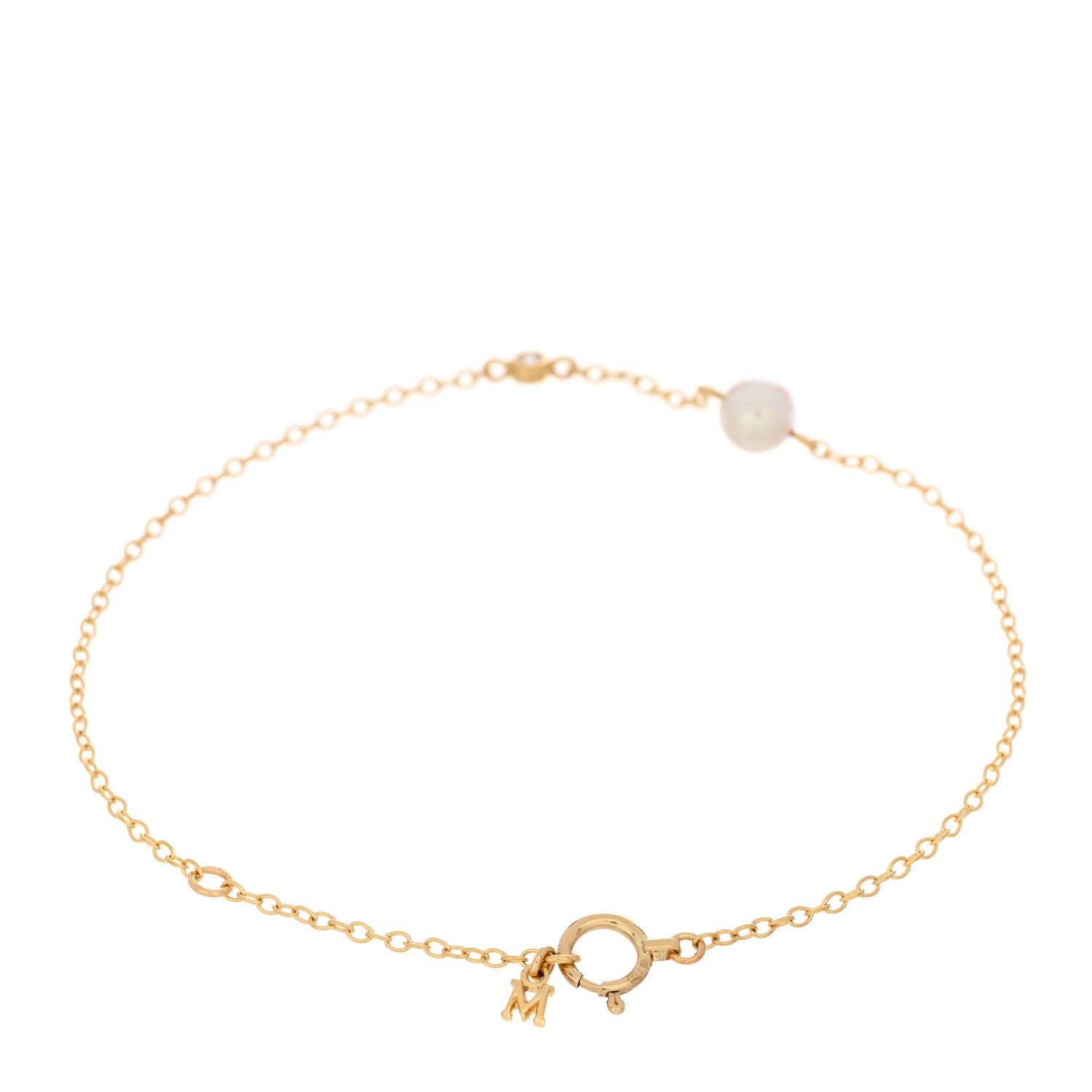 Mikimoto 18K Yellow Gold Diamond Akoya Pearl 5mm Station Bracelet 2 of 3