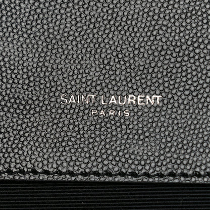 Saint Laurent Grain De Poudre Textured Mixed Matelasse Triquilt Medium Monogram Satchel Black 7 of 10