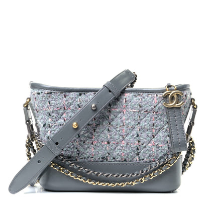 Chanel Tweed Calfskin Quilted Small Gabrielle Hobo Grey 1 of 5