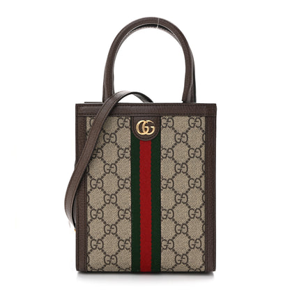 Gucci GG Supreme Monogram Textured Dollar Calfskin Web Super Mini Ophidia Mini Tote Bag Beige Ebony New Acero 1 of 10