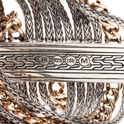 John Hardy Sterling Silver 18K Yellow Gold Classic Chain Multi Row Bracelet M 3 of 3