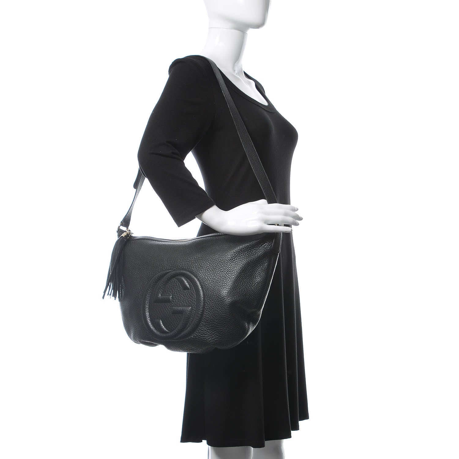 Gucci Pebbled Calfskin Medium Soho Hobo Black 2 of 11
