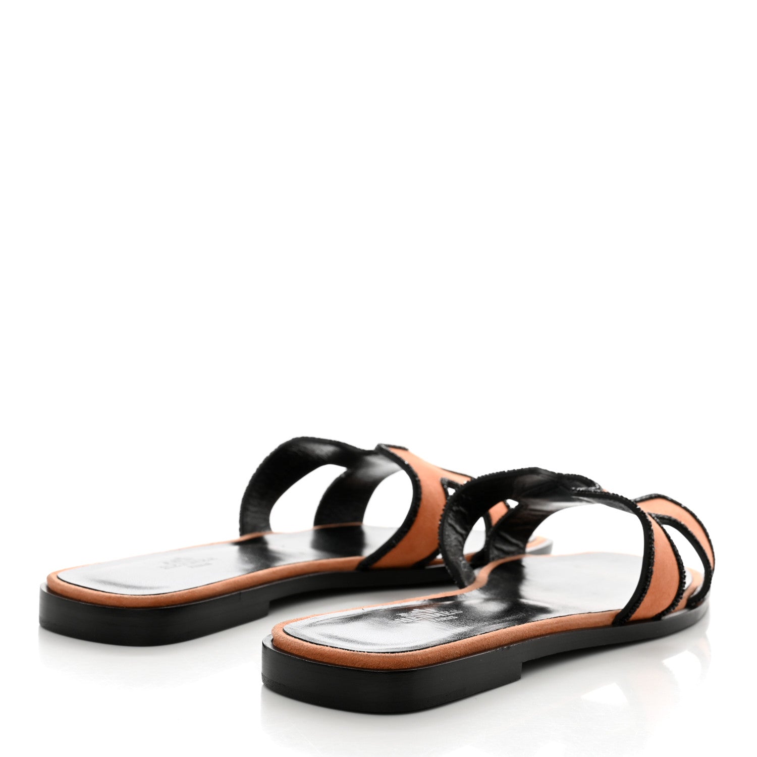 Hermes Suede Goatskin Crystal Oran Sandals 37.5 Rose Bubinga Black 4 of 10