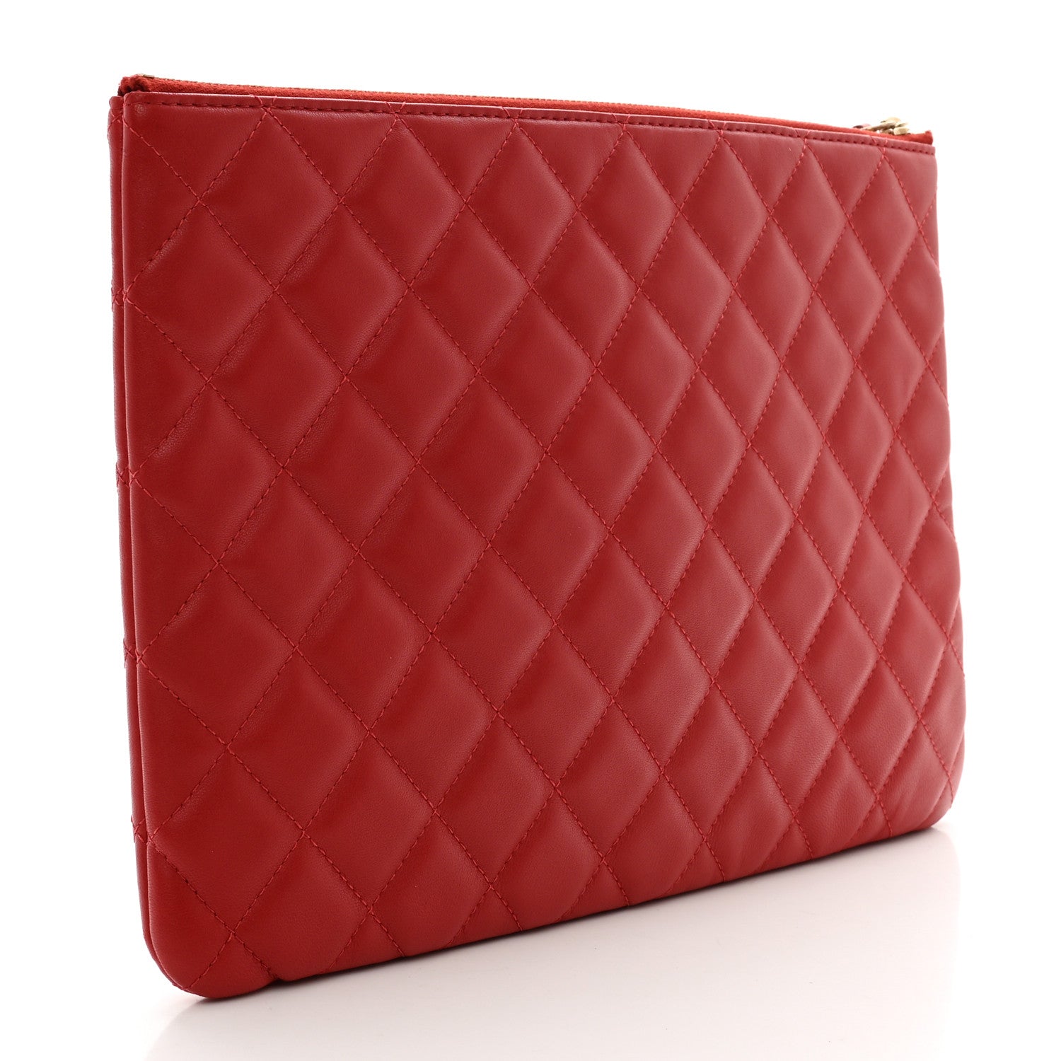 Chanel Lambskin Quilted Medium Casino Beauty CC Cosmetic Case Red 3 of 7
