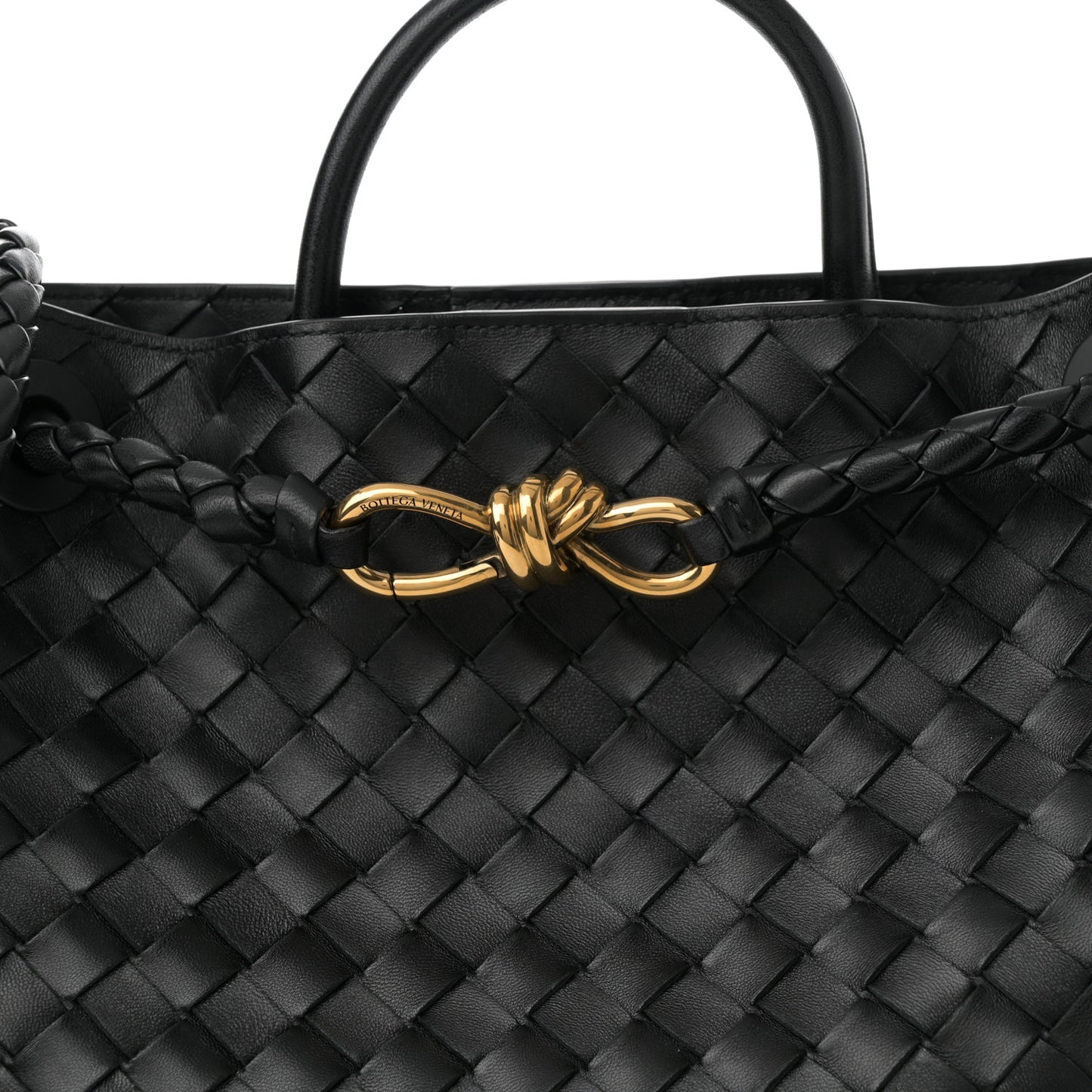 Nappa Intrecciato Medium Andiamo Shoulder Bag Black