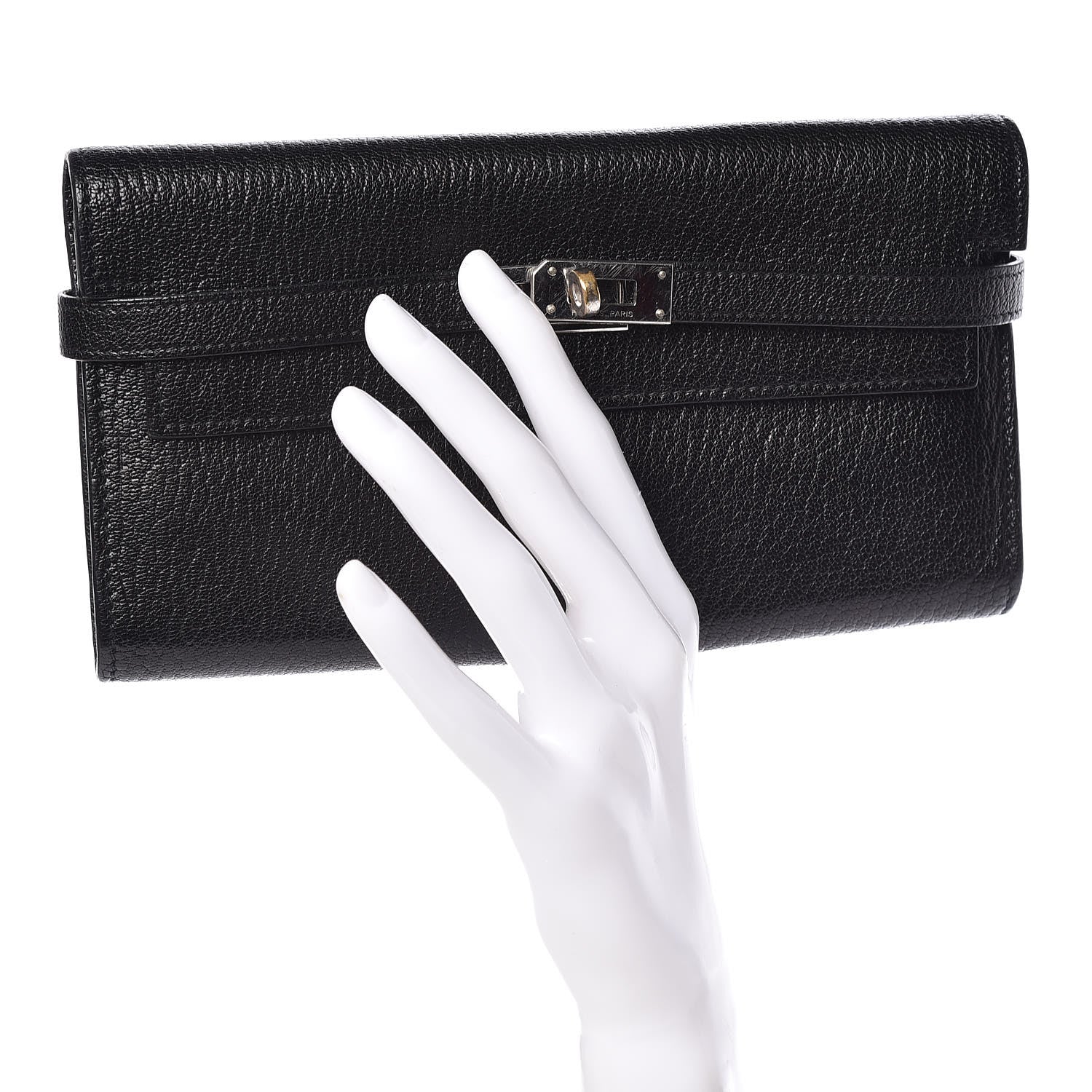 Hermes Chevre Mysore Kelly Longue Wallet Black 2 of 12