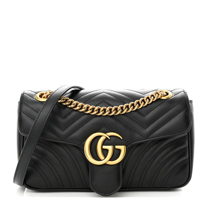 Gucci Calfskin Matelasse Small GG Marmont Shoulder Bag Black 1 of 11