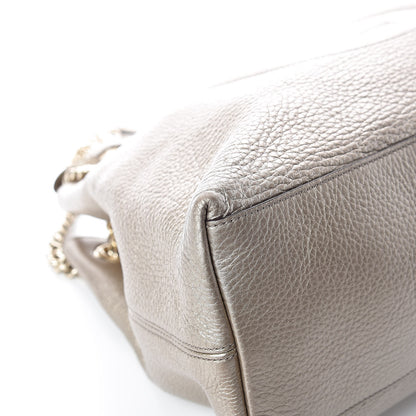 Gucci Metallic Pebbled Calfskin Medium Soho Chain Shoulder Bag Golden Beige 11 of 13