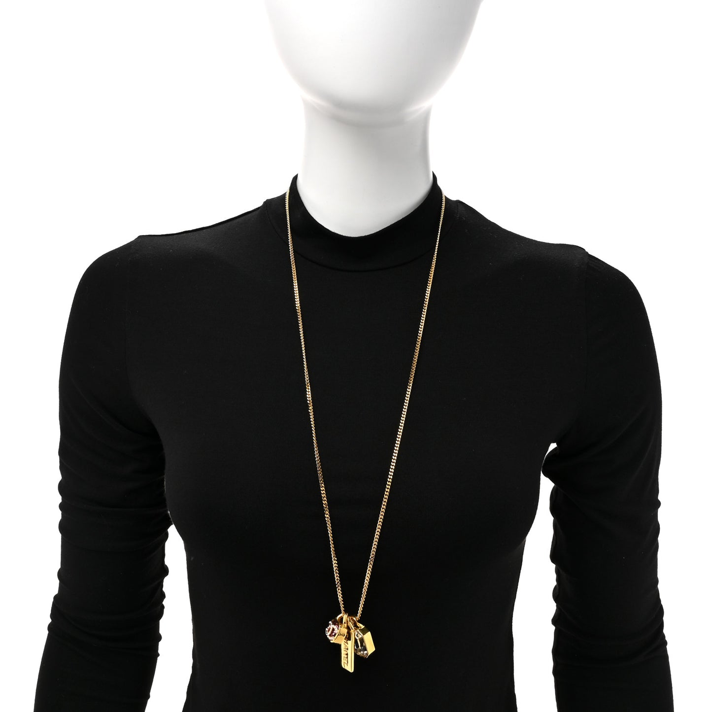 Metal Crystal Charm Necklace Purple Gold