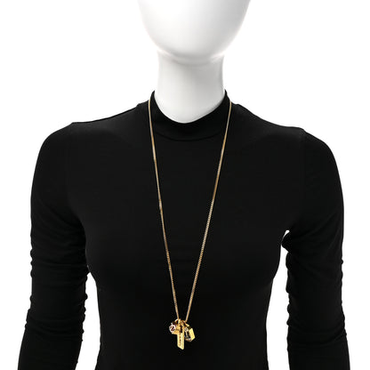 Chanel Metal Crystal Charm Necklace Purple Gold 2 of 4