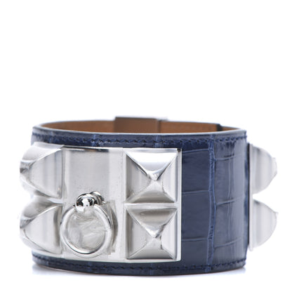 Hermes Shiny Alligator Collier De Chien CDC Bracelet T2 Bleu Saphir 1 of 7