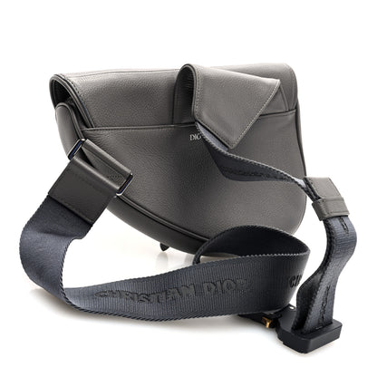 Christian Dior Grained Calfskin Mens Saddle Bag Grey 3 of 9