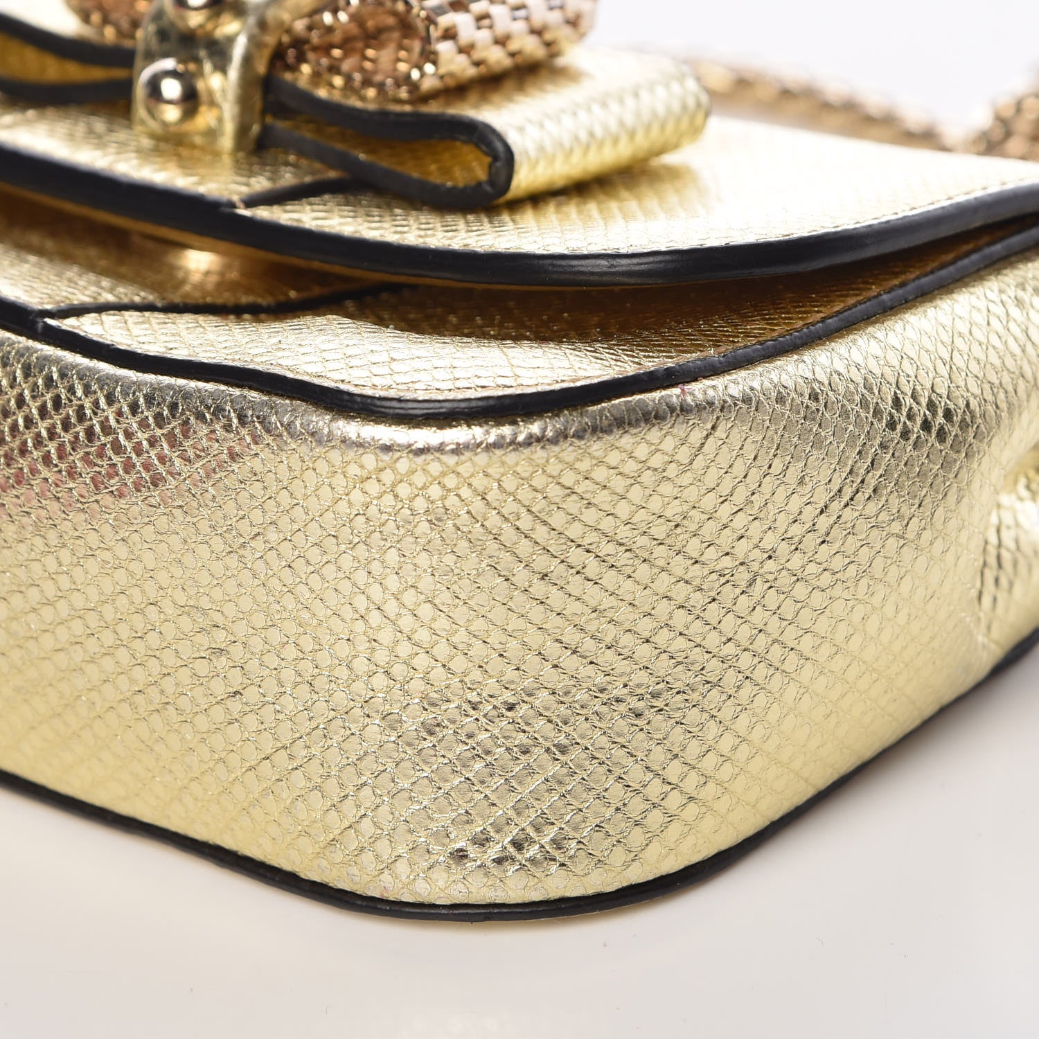 Christian Louboutin Metallic Waternsnake Mini Sweety Charity Crossbody Bag Gold 9 of 9