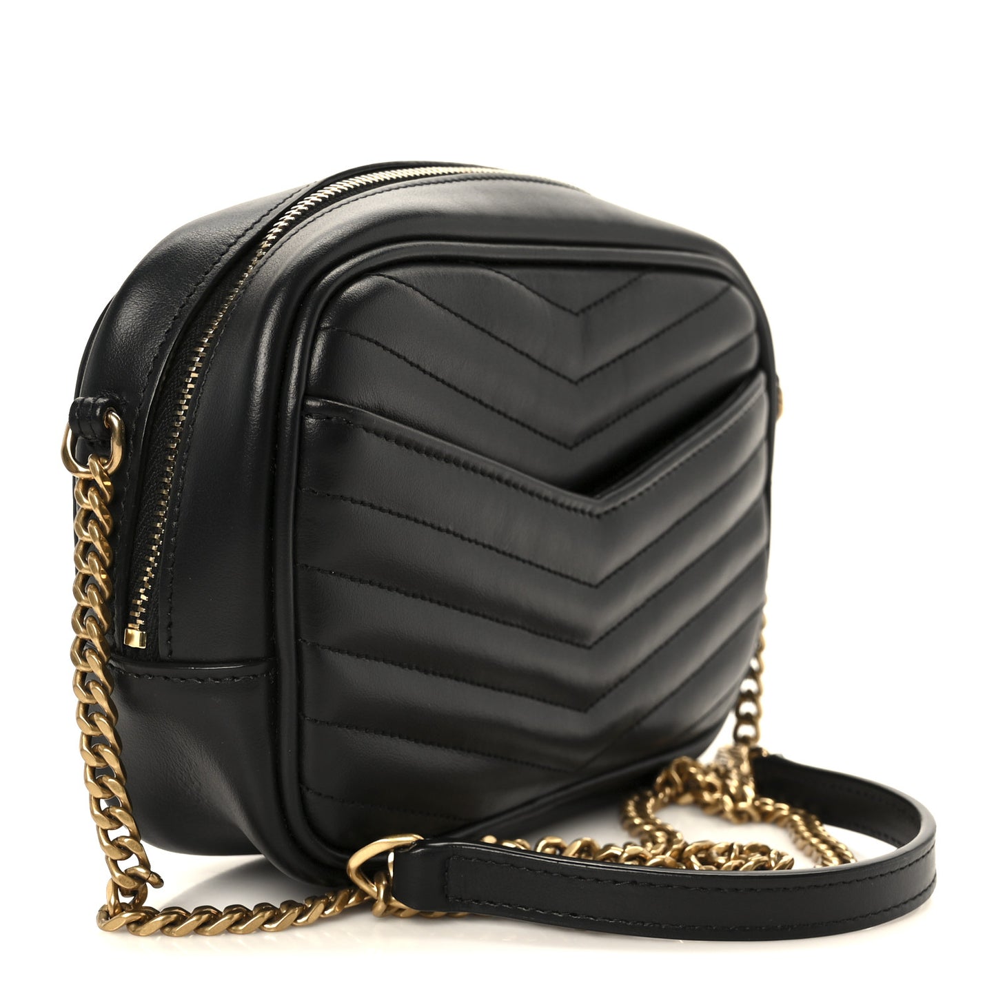 Calfskin Matelasse Monogram Mini Lou Camera Bag Black Black