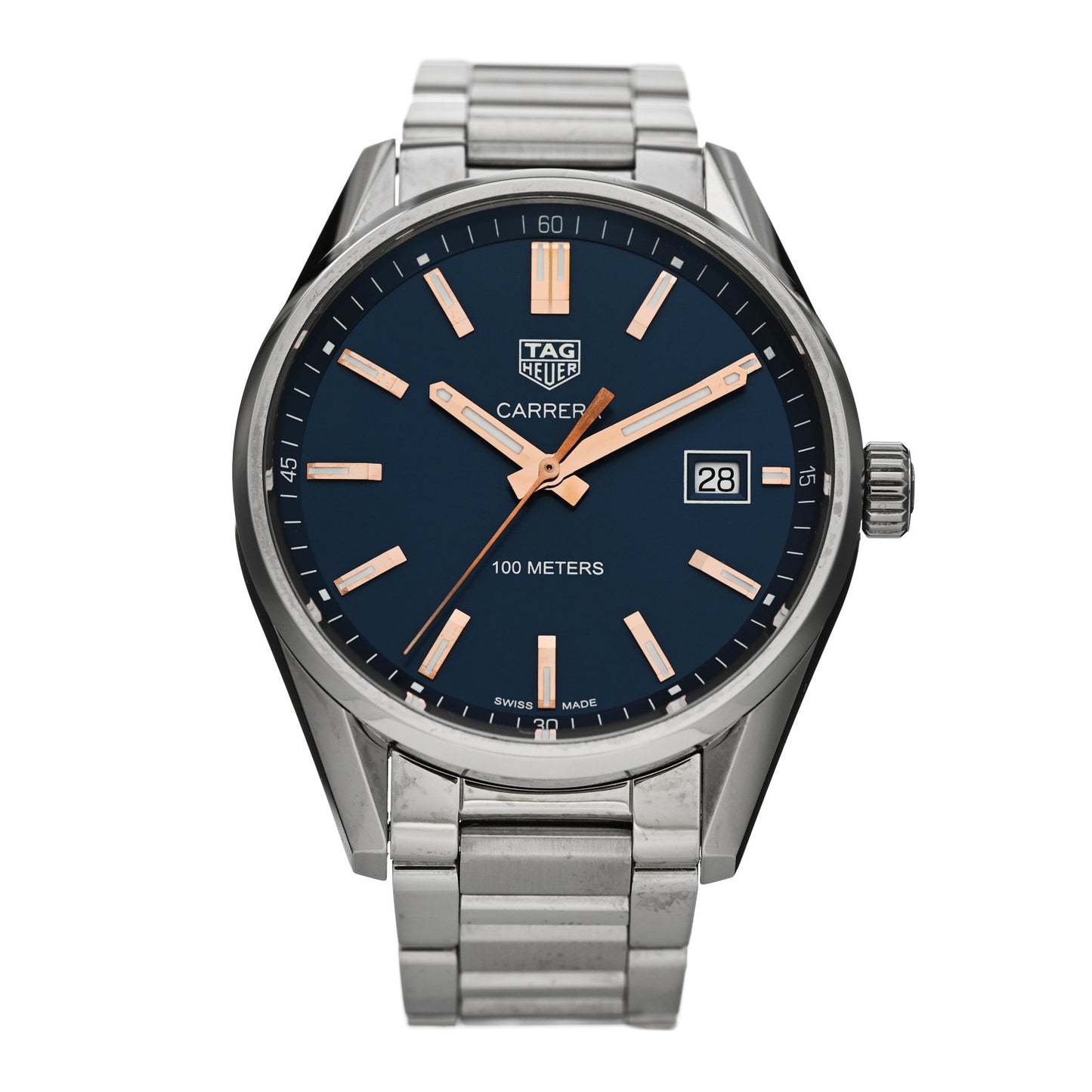 Stainless Steel 39mm Carrera Quartz Watch Blue WAR1112