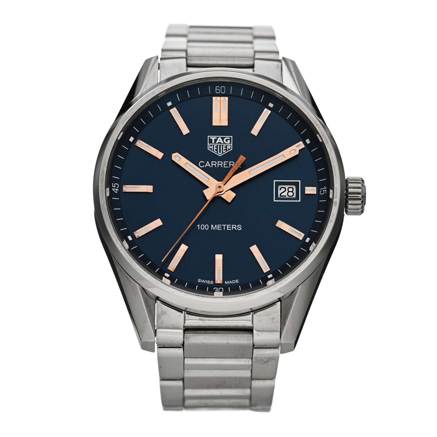 Tag Heuer Stainless Steel 39mm Carrera Quartz Watch Blue WAR1112 1 of 5