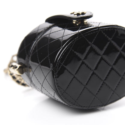 Chanel Patent Quilted Round Small Vanity With Chain Black 8 of 12