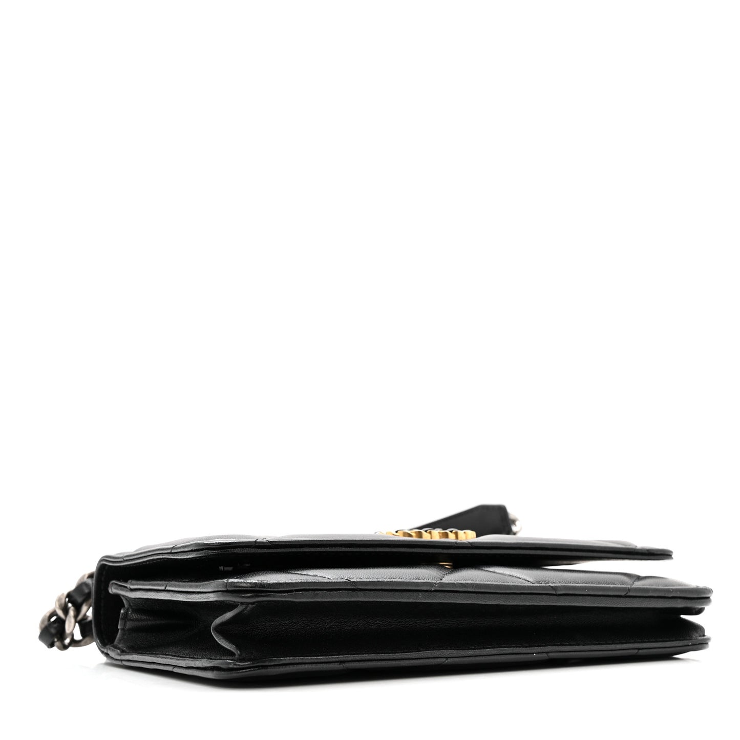 Lambskin Quilted Chanel 19 Wallet On Chain WOC Black