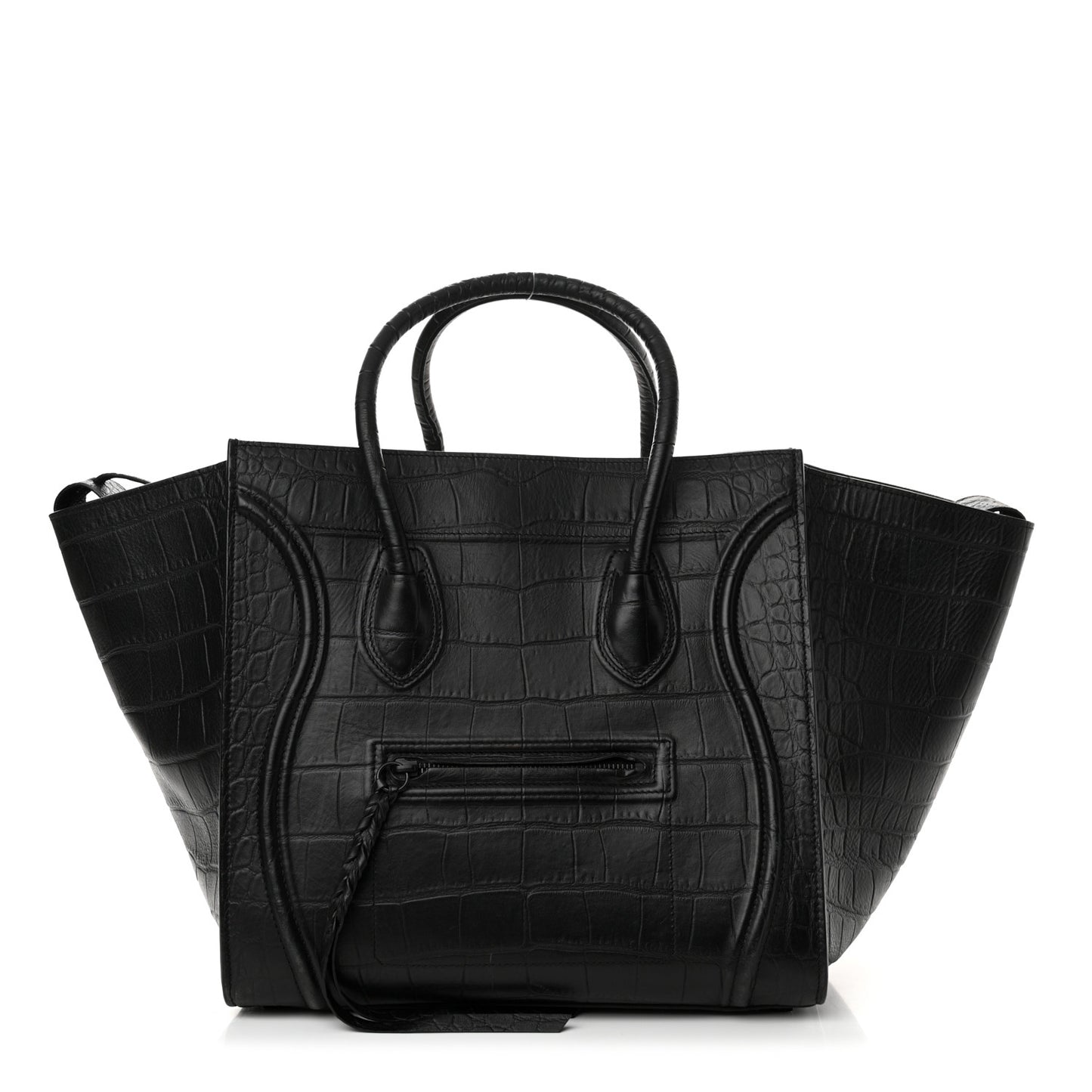 Crocodile Embossed Calfskin Medium Phantom Luggage Black