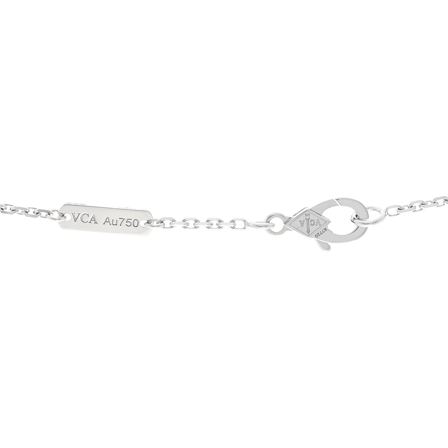 Van Cleef & Arpels 18K White Rose Gold Diamond Guilloche Vintage Alhambra Pendant Necklace 4 of 6