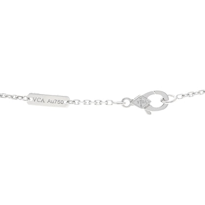 Van Cleef & Arpels 18K White Rose Gold Diamond Guilloche Vintage Alhambra Pendant Necklace 4 of 6