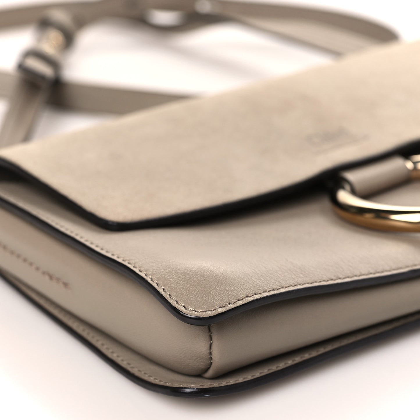 Suede Calfskin Small Faye Shoulder Bag Motty Grey