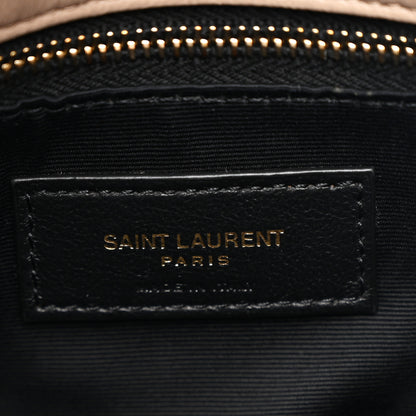 Saint Laurent Lambskin Quilted Small Loulou Puffer Monogram Chain Satchel Dark Beige 10 of 19