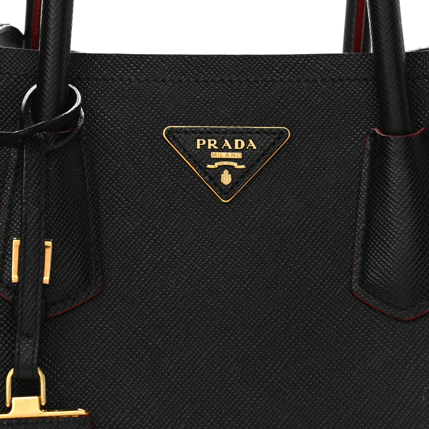 Saffiano Cuir Medium Double Bag Black Fuoco