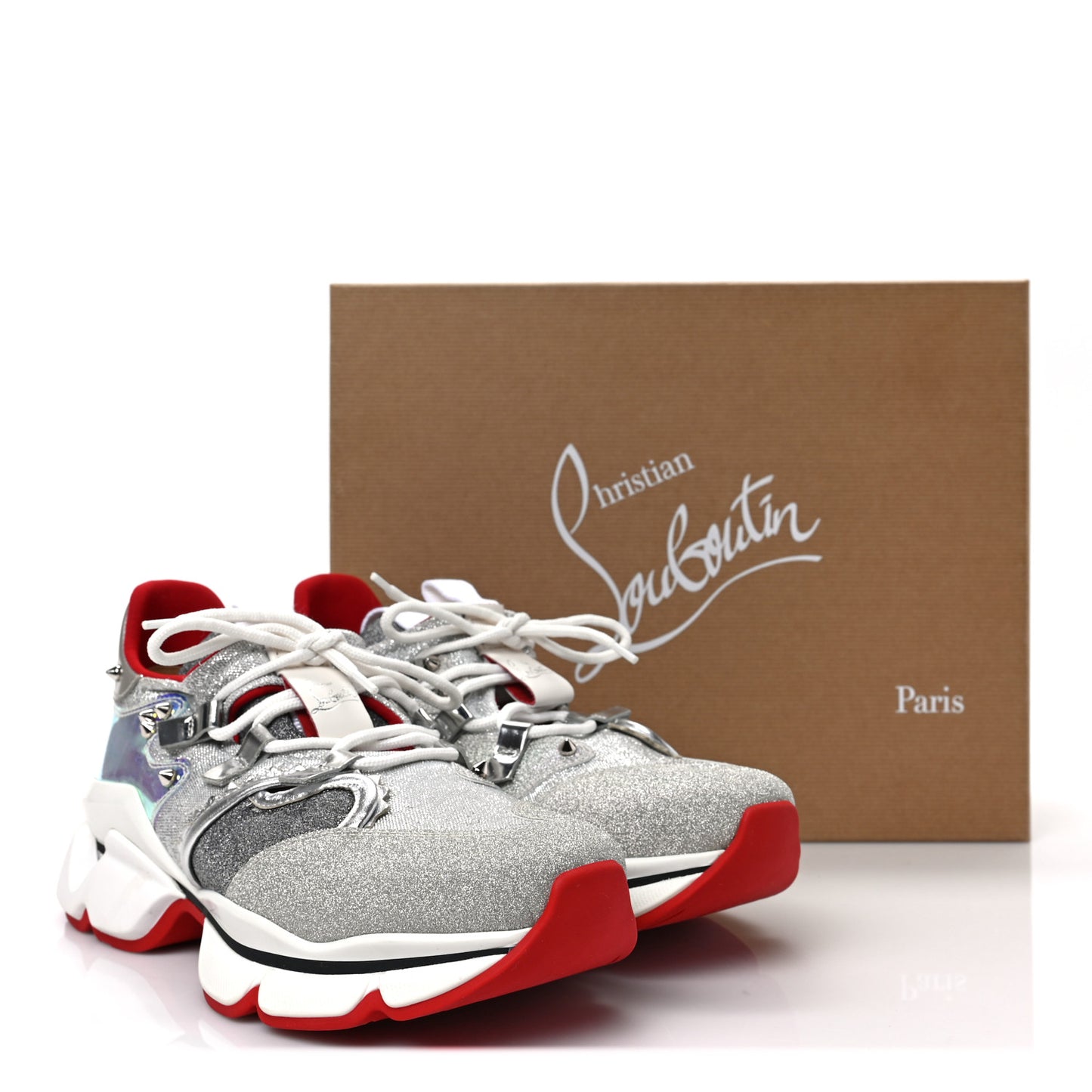 Glitter Donna Red Runner Flat Sneaker 39 Silver