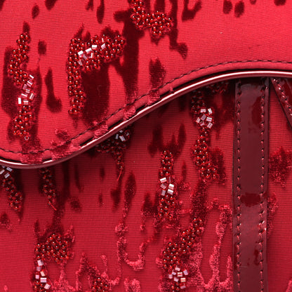 Christian Dior Velvet Beaded Saddle Bag Red 7 of 9