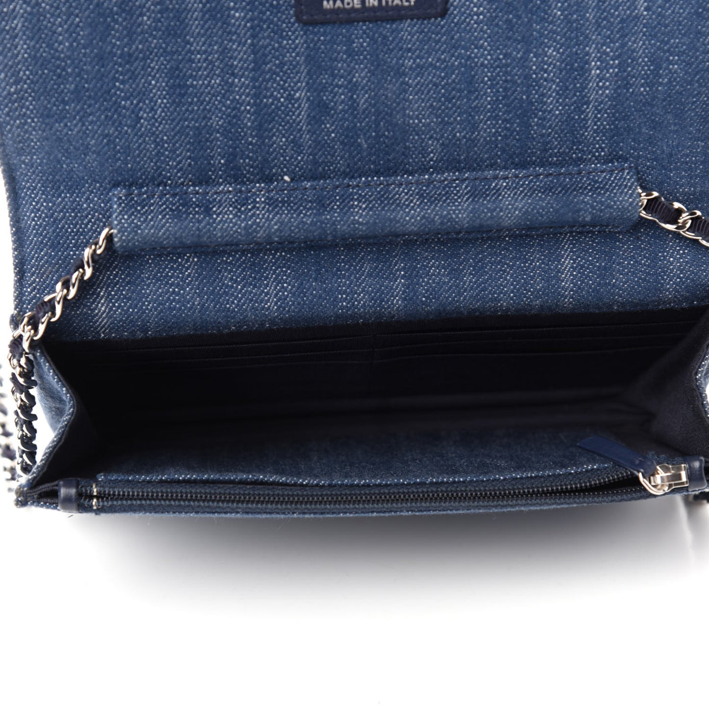 Denim Velvet Wallet On Chain WOC Blue