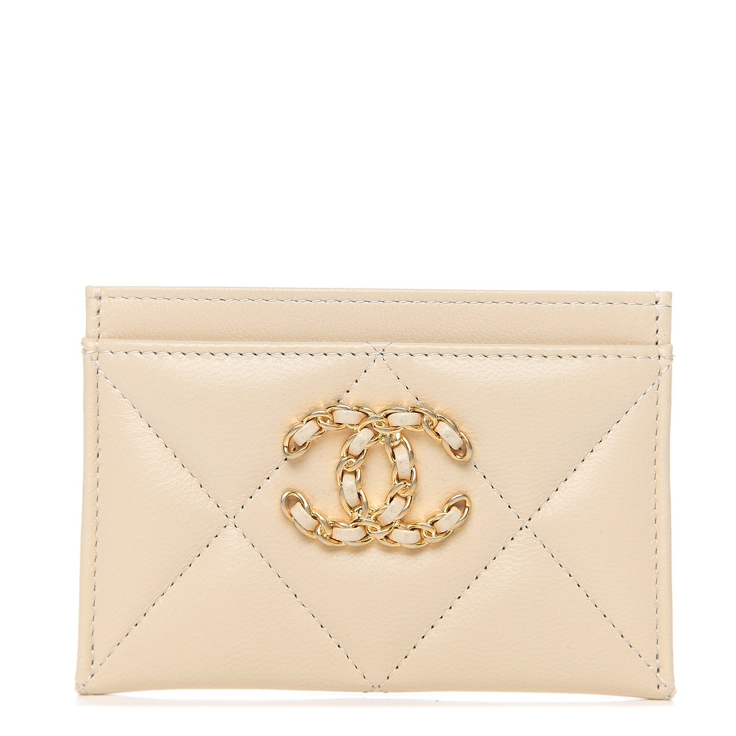 Chanel Goatskin Quilted 19 Card Holder Beige 1 of 7