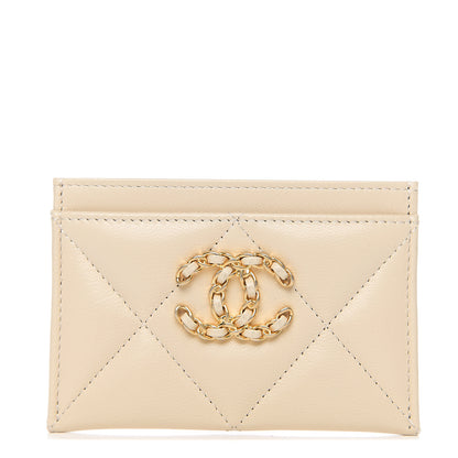Chanel Goatskin Quilted 19 Card Holder Beige 1 of 7