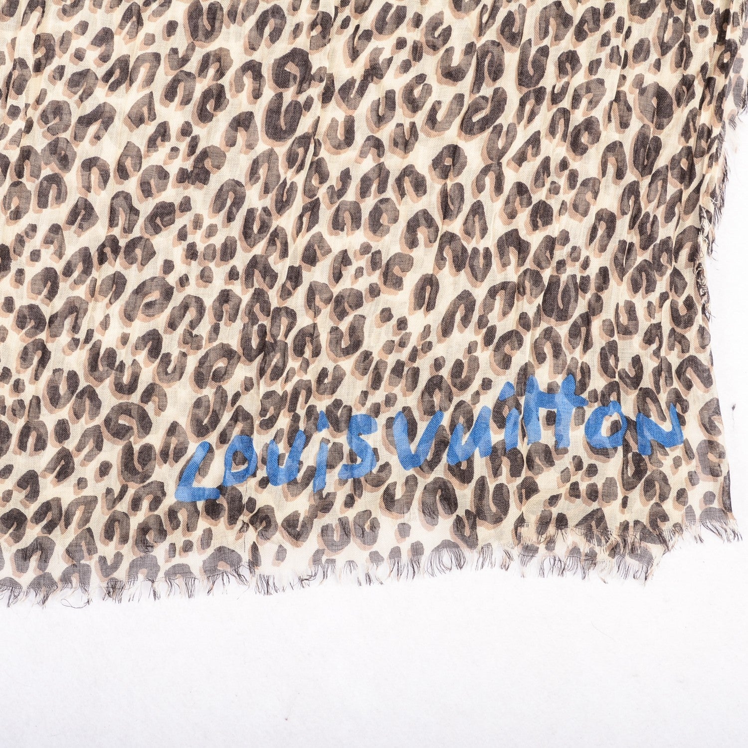 Louis Vuitton Cashmere Silk Leopard Stole Beige 4 of 7