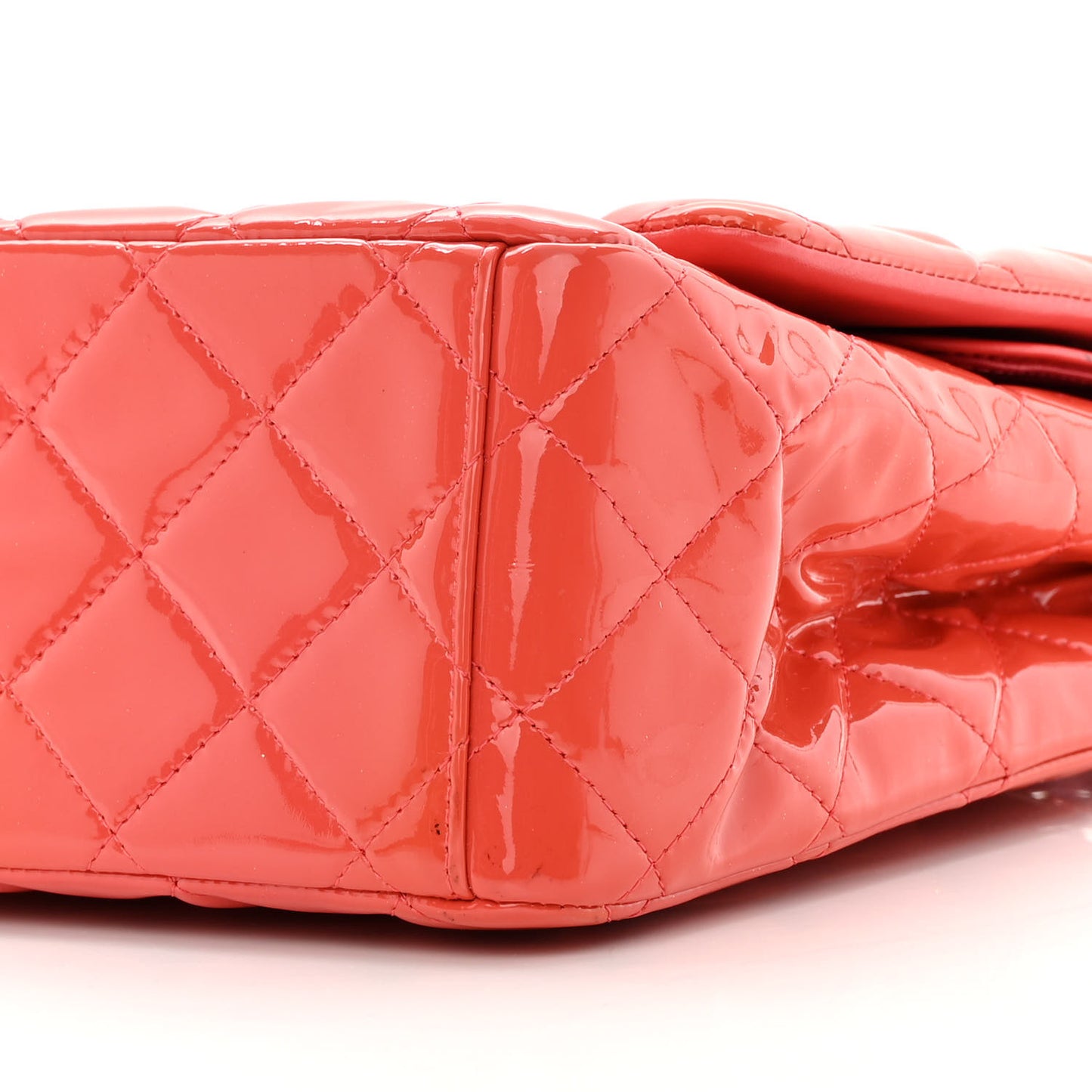 Patent Quilted Maxi Double Flap Coral