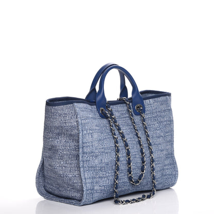 Chanel Woven Straw Raffia Large Deauville Tote Blue 4 of 9