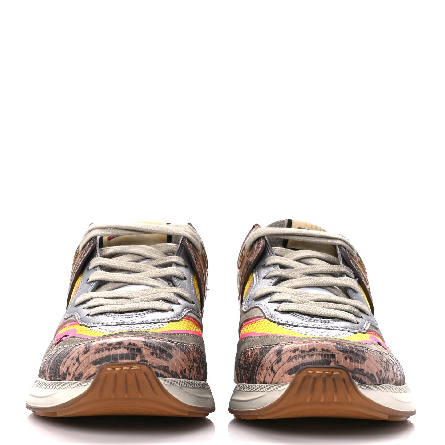 Suede Calfskin Tejus Printed Womens Ultrapace Sneakers 37 Pink Silver Oatmeal Yolk