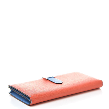 Hermes Epsom Bicolor Bearn Gusset Wallet Orange Poppy Bleu Paradis 4 of 8