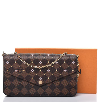 Louis Vuitton Damier Ebene Studded Pochette Felicie Chain Wallet 11 of 11